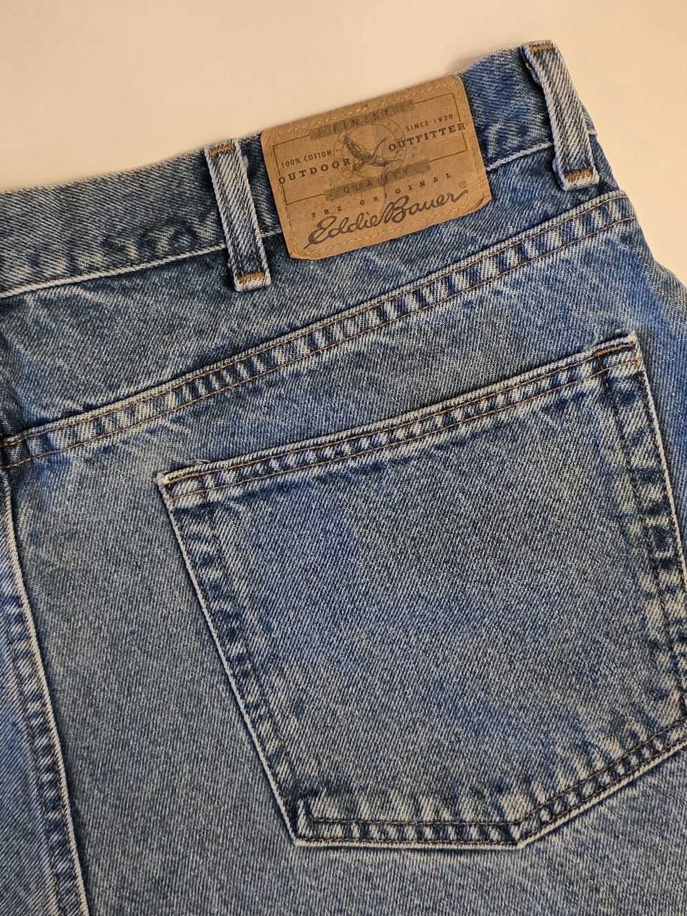Men's Eddie Bauer Denim Blue Jeans Relaxed Fit 38x34 Cotton EUC